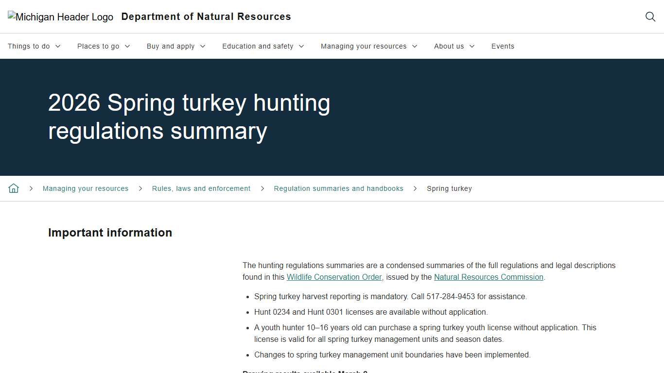 2026 Spring Turkey Hunting Regulations Summary