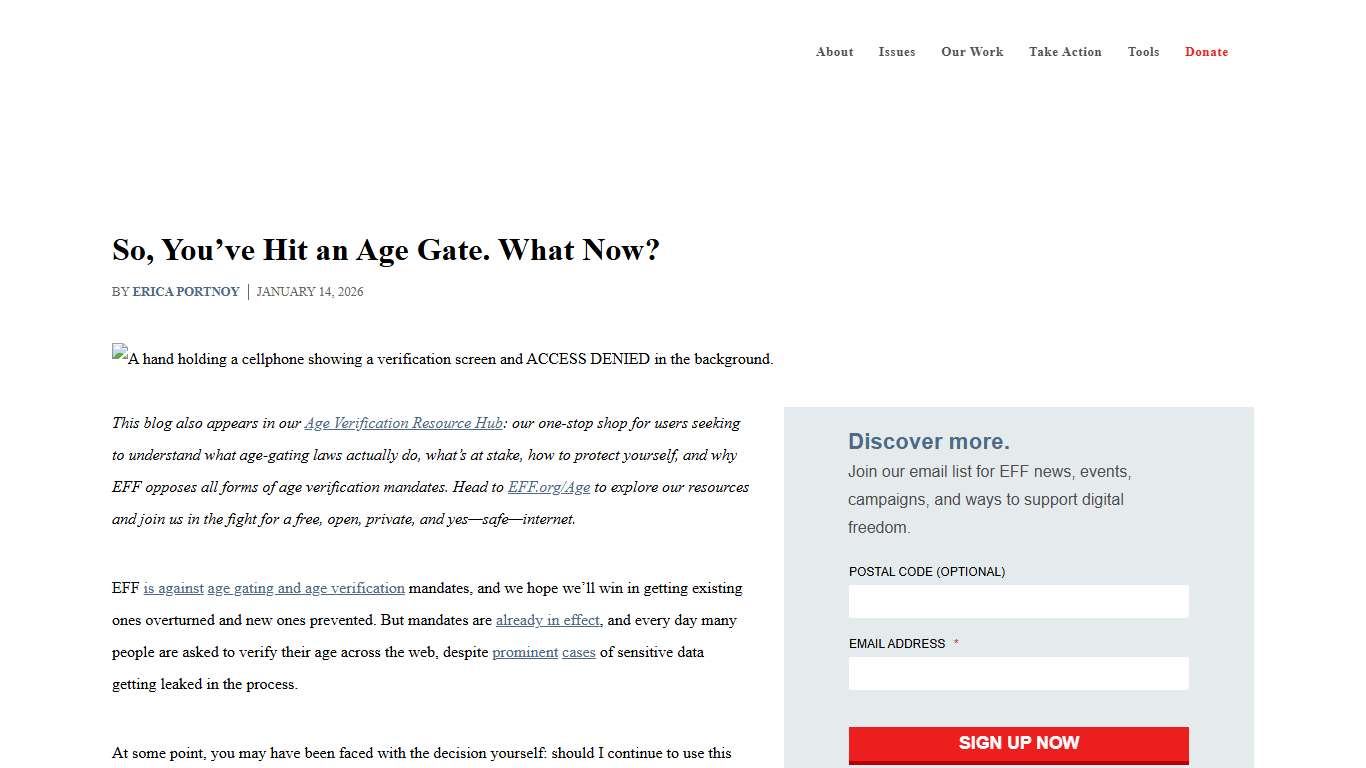 So, You’ve Hit an Age Gate. What Now? | Electronic Frontier Foundation